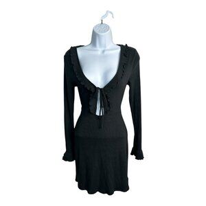 Urban Outfitters Women's Mini Dress Gemma Ribbed Ruffle Size Small Babydoll Y2K